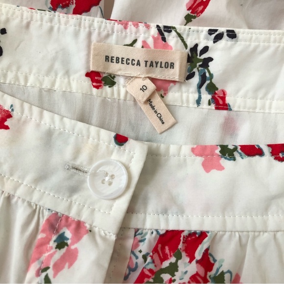 Rebecca Taylor white Marguerite floral cotton poplin tiered midi skirt 10 - Picture 6 of 10